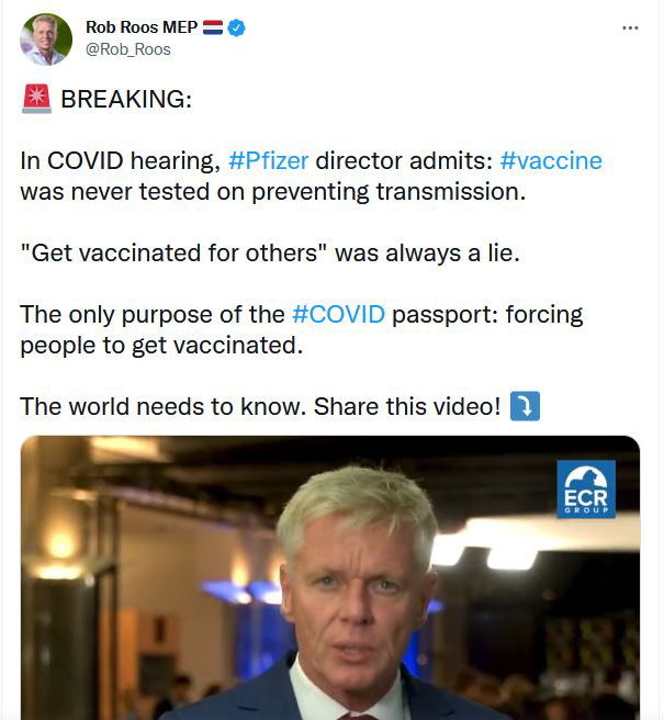 Rob Roos, Janine Small e le ammissioni di Pfizer article-post