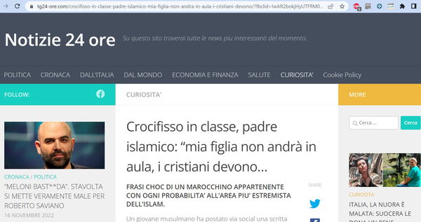 Crocifissi in classe e notizie inventate