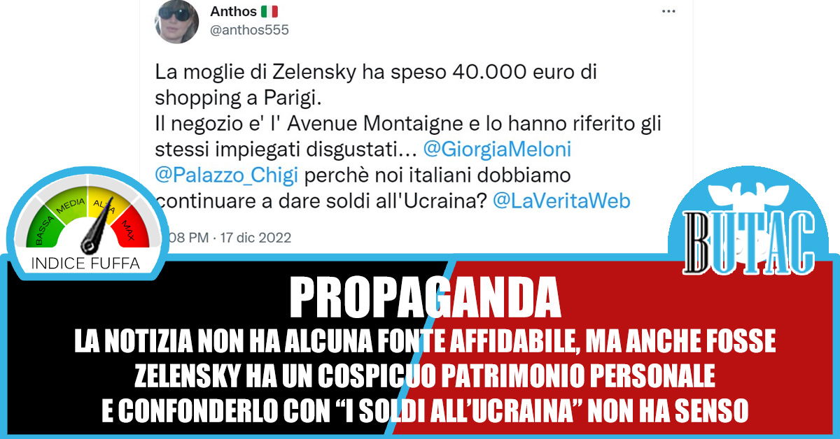 Olena Zelenska spende 40000 euro a Parigi Butac Bufale Un