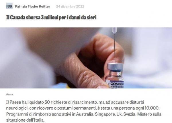 Il Canada, i risarcimenti e i danni “da sieri” article-post