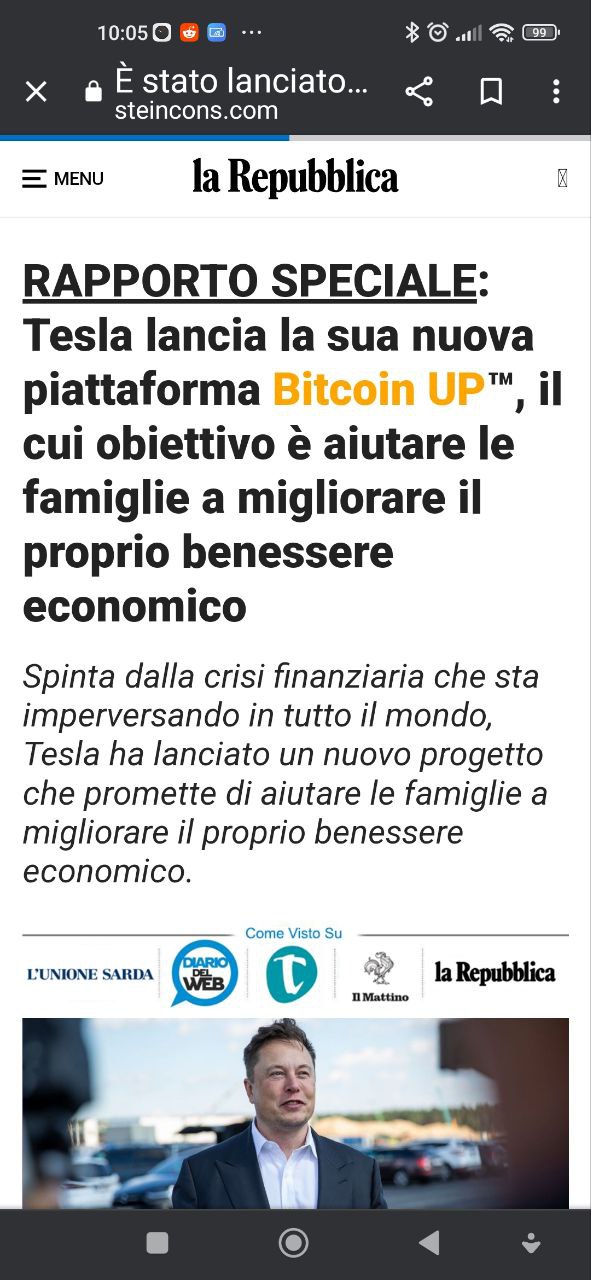 Elon Musk, Bitcoin Up e Repubblica article-post