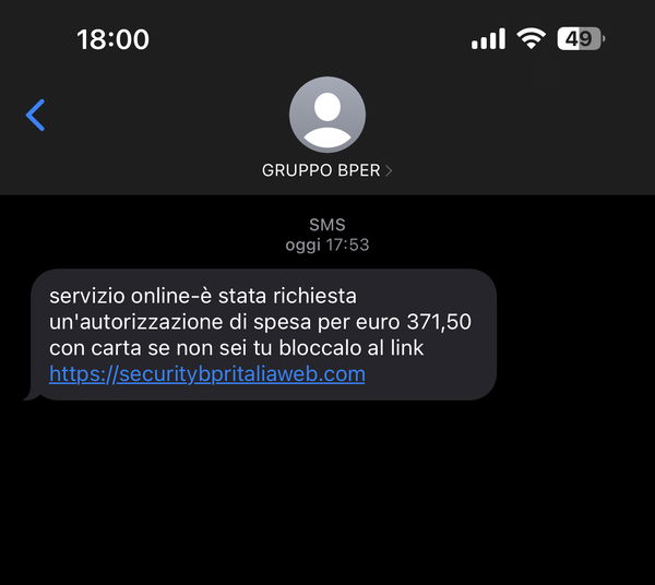 Phishing via SMS e autorizzazioni di spesa