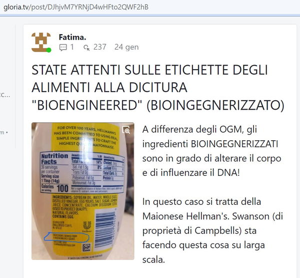 Gli ingredienti bioingegnerizzati…