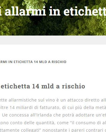 Coldiretti e gli allarmi sul vino in etichetta