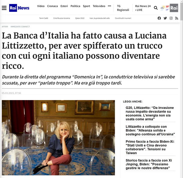 Luciana Littizzetto e la Banca d’Italia