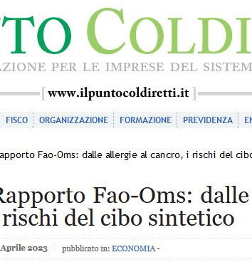 Coldiretti e i 53 pericoli del cibo a base cellulare