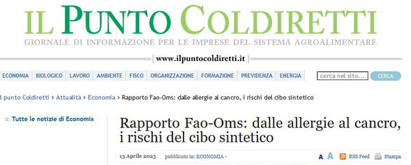 Coldiretti e i 53 pericoli del cibo a base cellulare