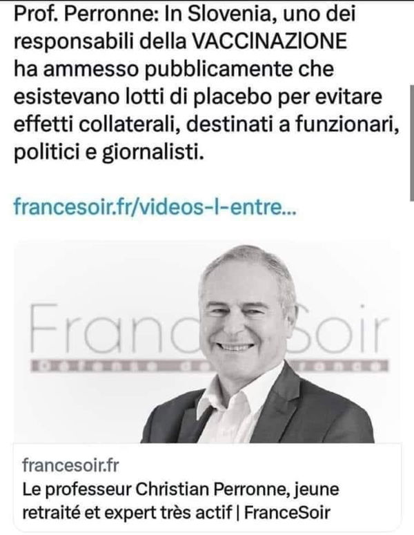 Christian Perronne, la Slovenia e il placebo