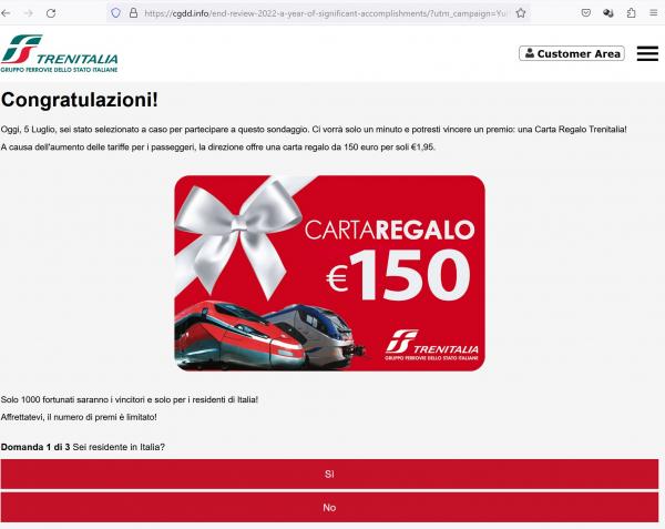 TRUFFA – Trenitalia e i biglietti scontati