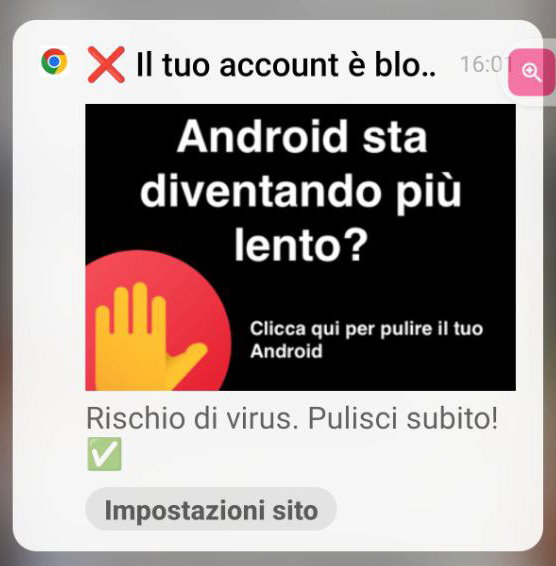 La truffa arriva tramite le notifiche article-post