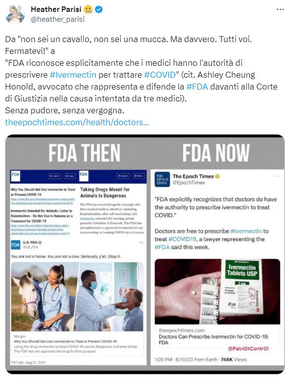 Heather Parisi, l’ivermectina e le fonti article-post