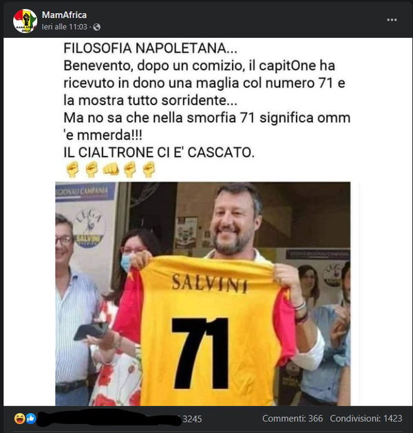Salvini e la maglia del Benevento