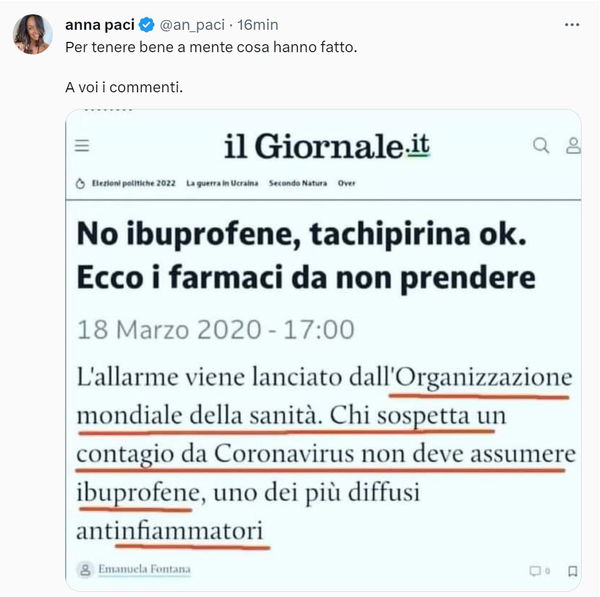 Vietato l’ibuprofene durante la pandemia?