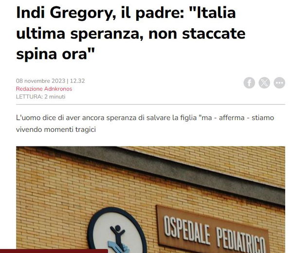Il triste caso di Indi Gregory