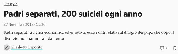 I suicidi dei padri separati