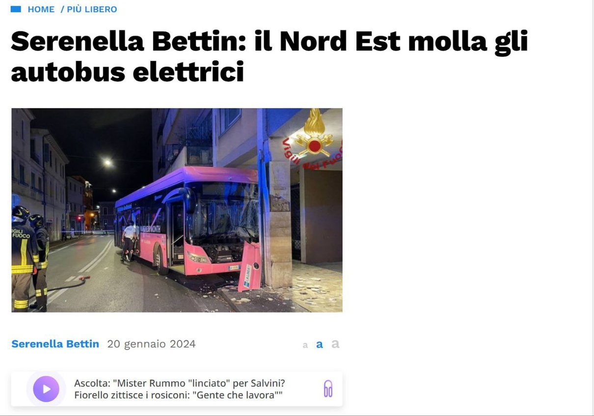 Gli autobus elettrici e la malinformazione di Libero article-post