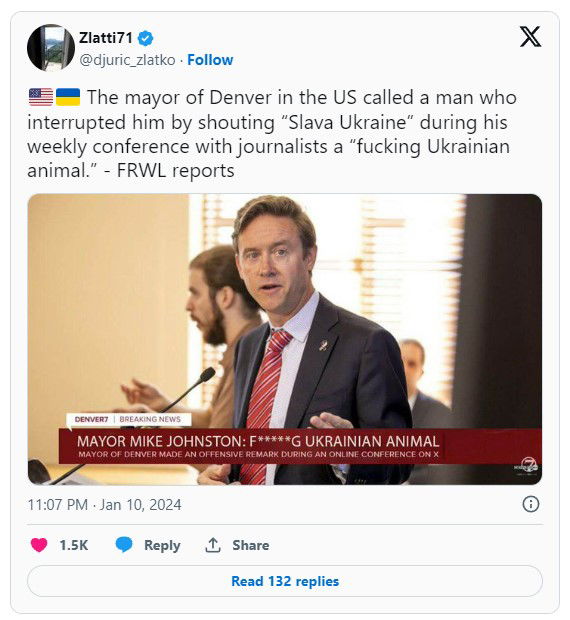 Il sindaco di Denver e Slava Ukraini