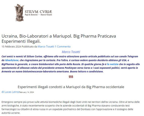 Le fonti della disinformazione – Biolab in Ucraina