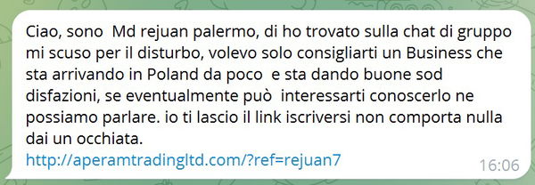 Ciao, ti ho trovato sulla chat di gruppo