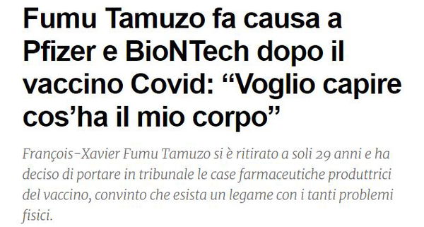 François-Xavier Fumu Tamuzo Vs Pfizer e BioNTech