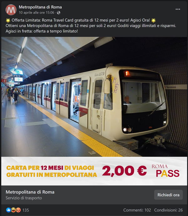 L’offerta della Metro di Roma