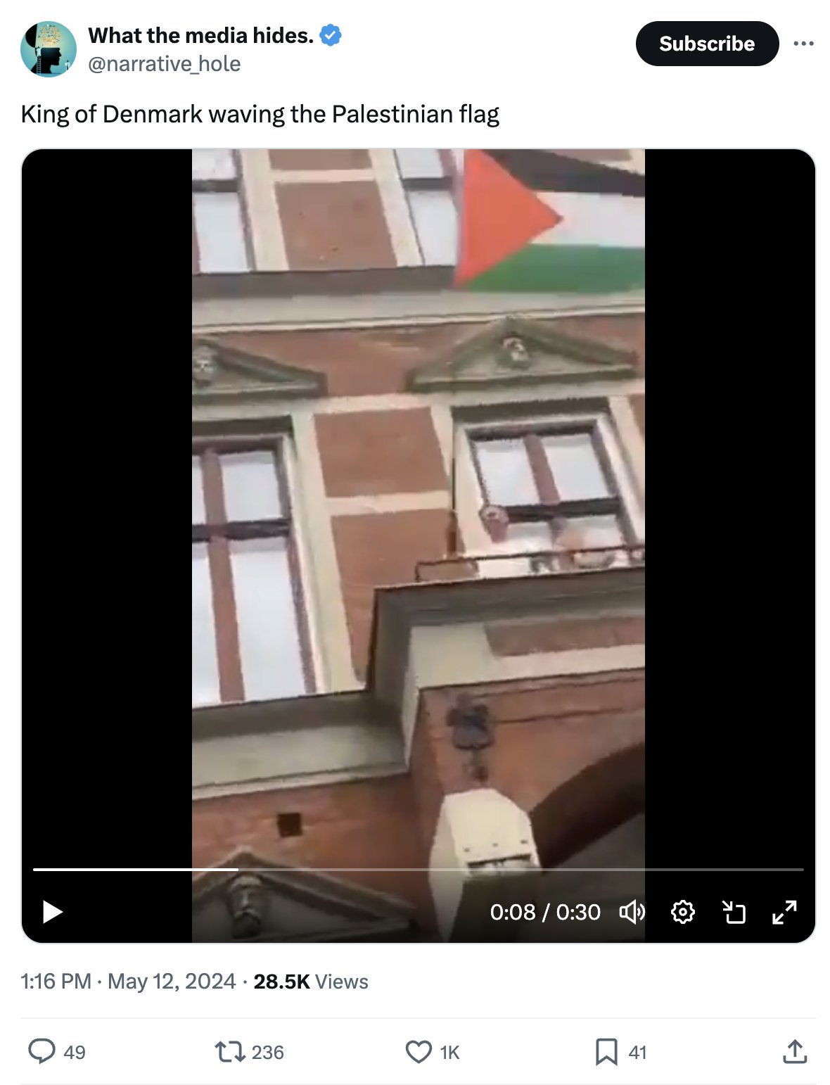 Il Re della Danimarca e il sostegno alla Palestina article-post