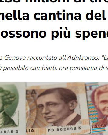 158 milioni di lire nella cantina del nonno