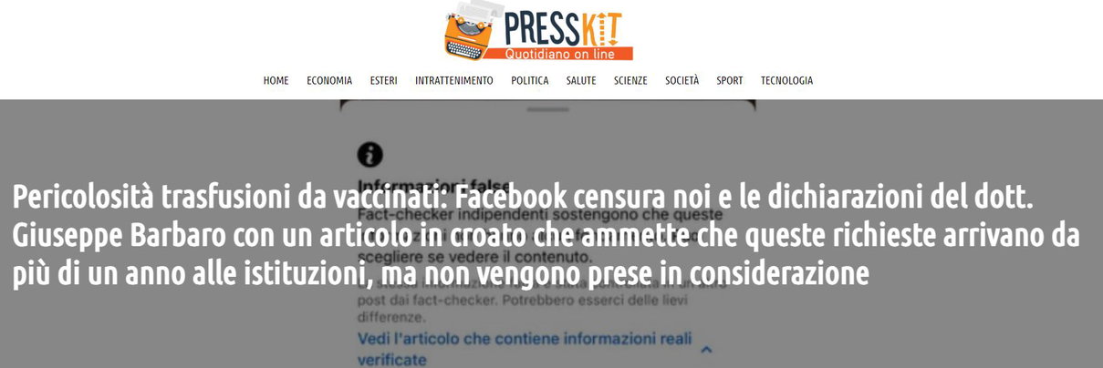 Le trasfusioni dai vaccinati e i fact-checking article-post