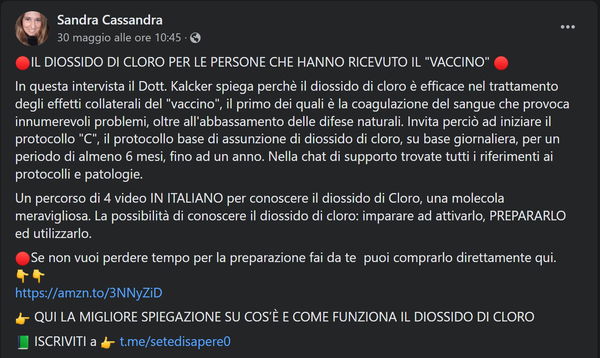 Il diossido di cloro contro il vaccino