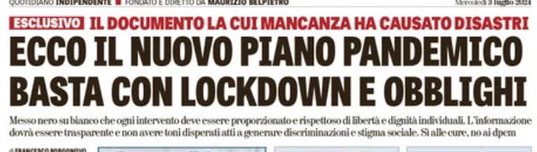 Il “nuovo piano pandemico”