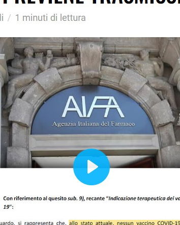 L’ammissione di AIFA sul vaccino anti-COVID