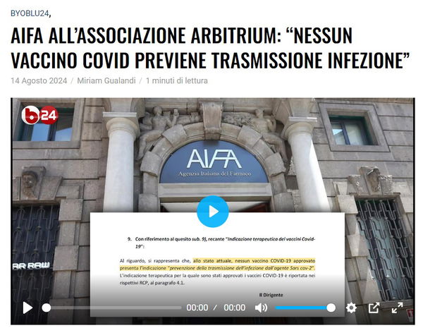 L’ammissione di AIFA sul vaccino anti-COVID