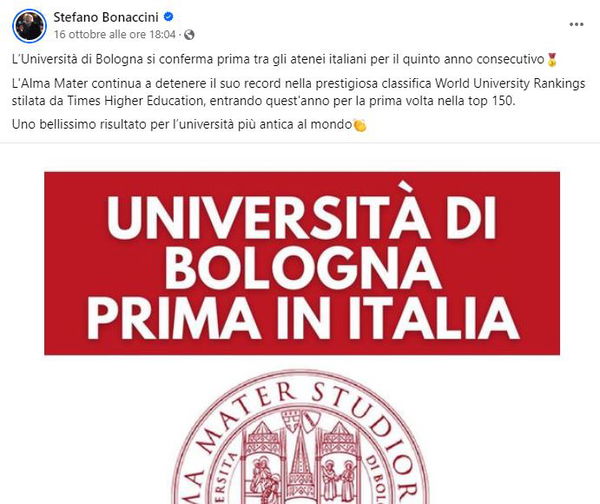 L’Università di Bologna e Stefano Bonaccini