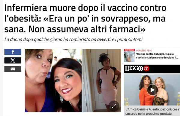 Infermiera morta dopo vaccino contro l’obesità… article-post
