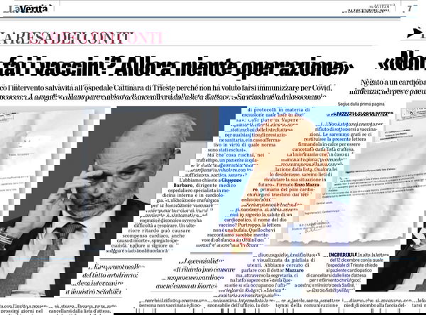 Niente operazione senza vaccino…