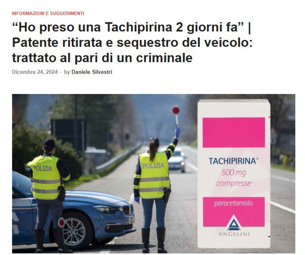 Tachipirina, ibuprofene e patente di guida