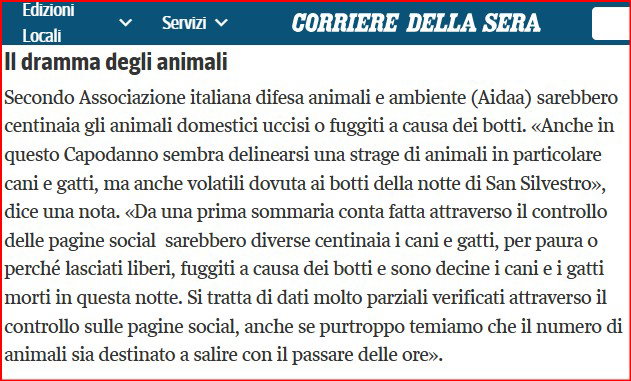 AIDAA e i botti di Capodanno, ed. 2025 article-post