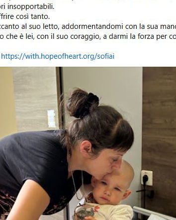 La raccolta fondi per la piccola Sofia