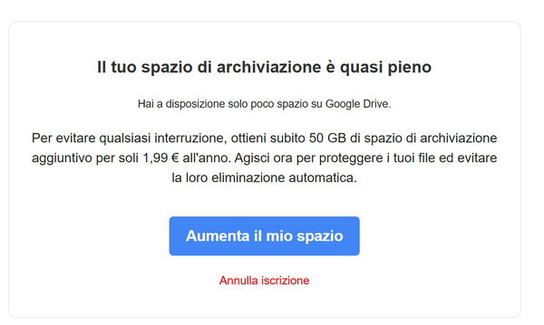 Il tuo spazio di archiviazione