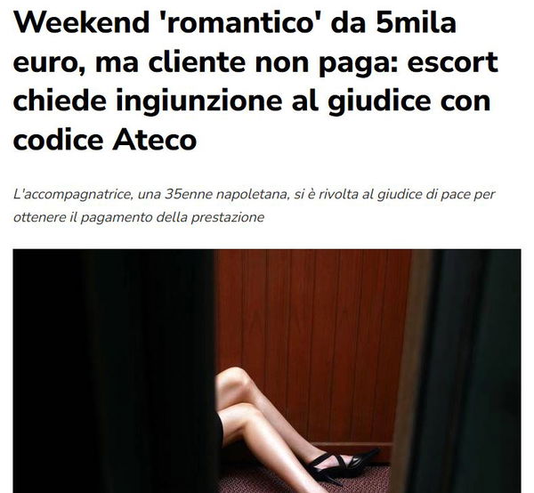 L’escort, il cliente che non paga e Giustitalia