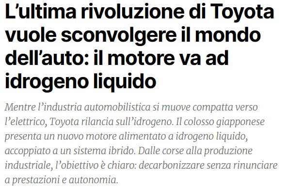 Toyota, l’idrogeno e il sensazionalismo