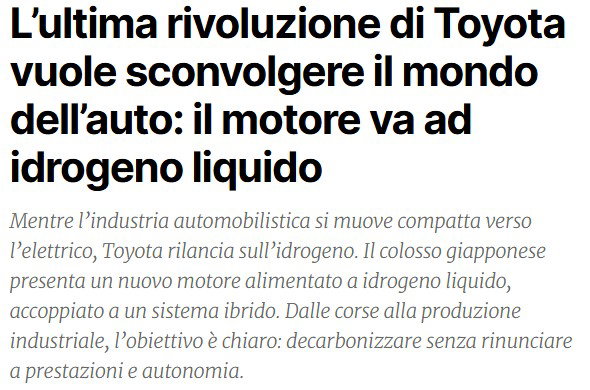 Toyota, l’idrogeno e il sensazionalismo article-post