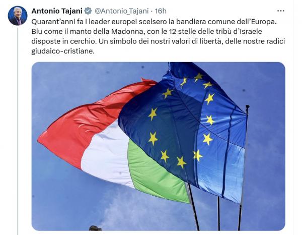 L’UE, Tajani e la bandiera della Madonna