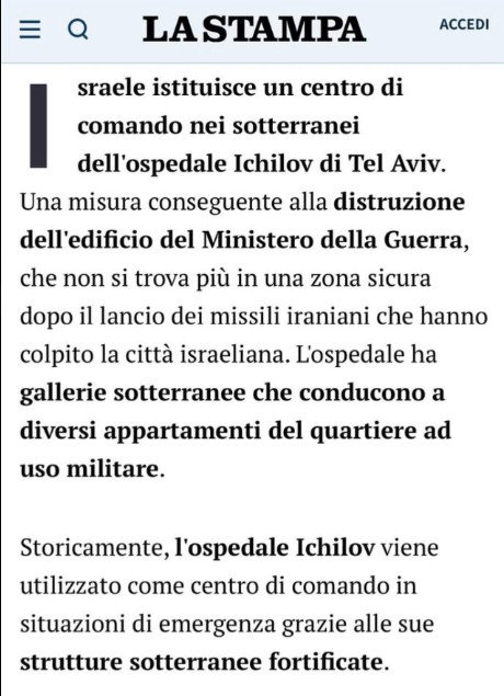 L’ospedale di Ichilov e il centro comando israeliano article-post