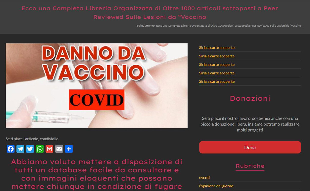 Quei “1000 Articoli Sottoposti a Peer Reviewed Sulle Lesioni da Vaccino“ article-post