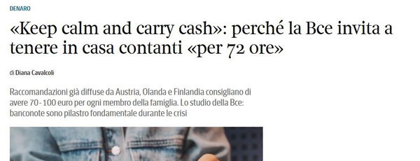 La BCE, i contanti in casa e l’allarmismo