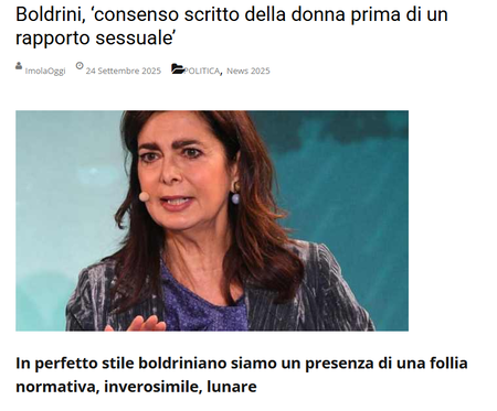 Boldrini e il “consenso scritto”: la bufala sul contratto sessuale article-post