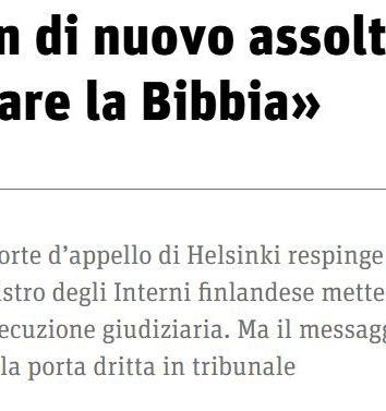 Päivi Räsänen a processo per aver citato la Bibbia