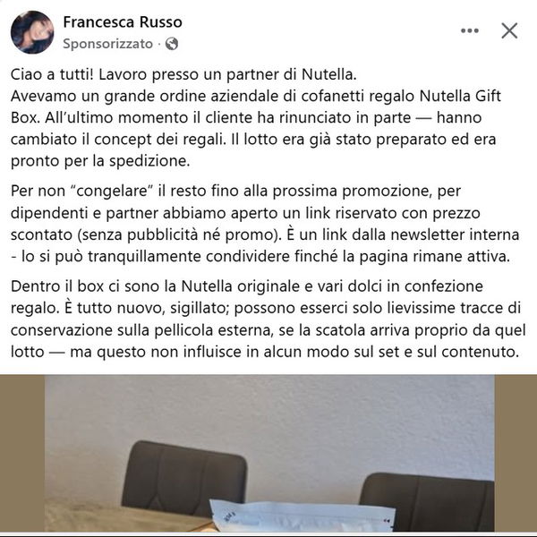 Nutella Gift, la truffa golosa