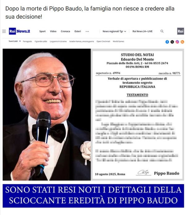 La “decisione di Pippo Baudo” e la solita truffa
